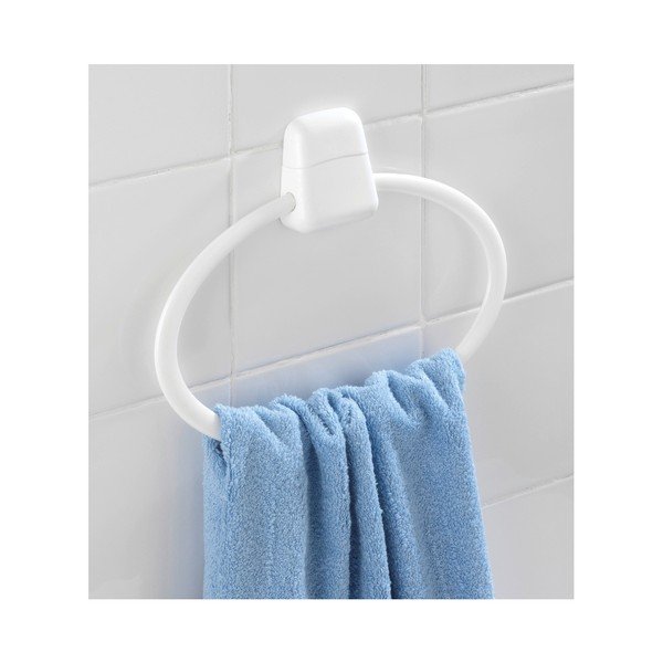 Biely nástenný guľatý držiak na uteráky Wenko Pure-image-1