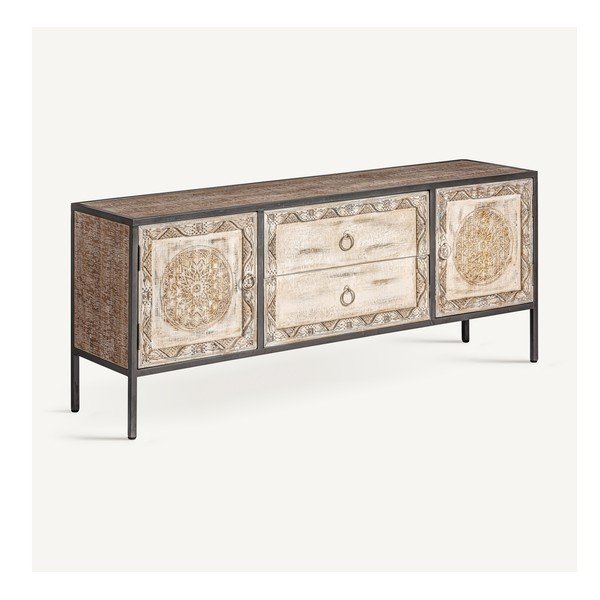 TV stolík z jedľového dreva v prírodnej farbe 135x55 cm Jaipur – Burkina-image-2