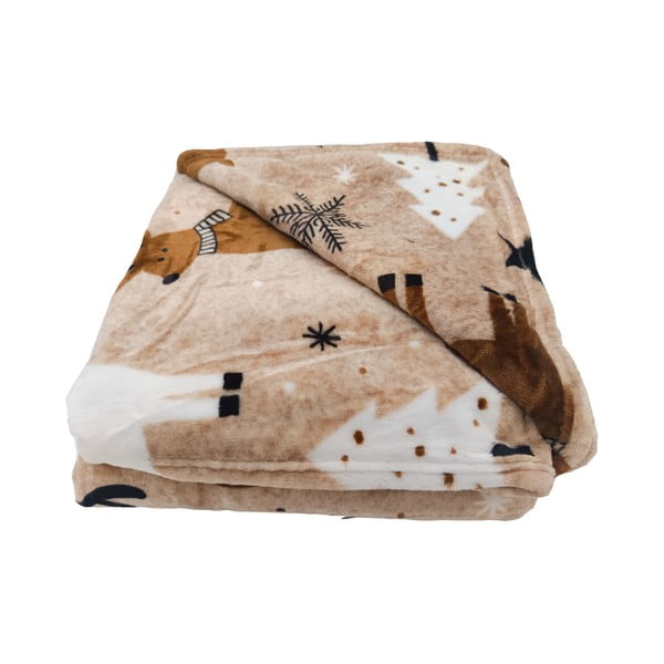 Hnedá mikroplyšová deka s vianočným motívom 150x200 cm Nordic Fairytale – My House