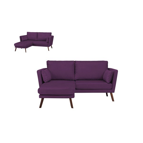 Tmavofialová trojmiestna pohovka Mazzini Sofas Elena, s leňoškou na ľavom rohu-image-4