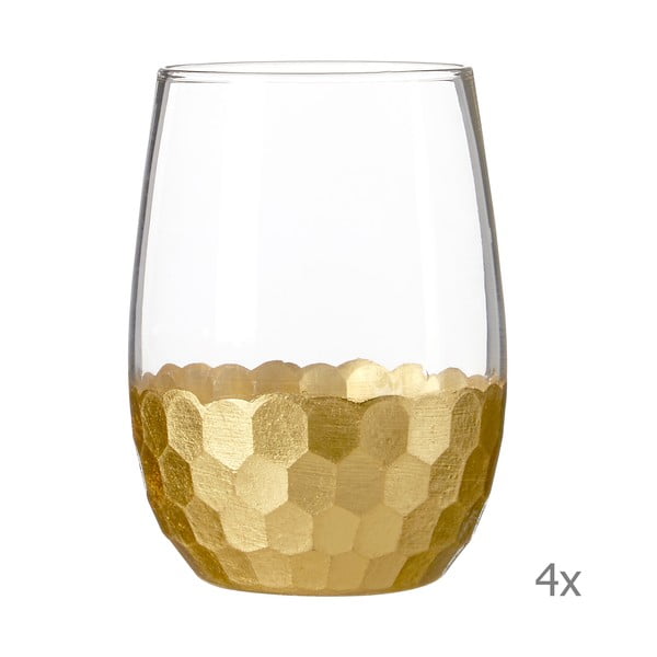 Sada 4 pohárov s detailmi v zlatej farbe Premier Housewares Astrid, 240 ml