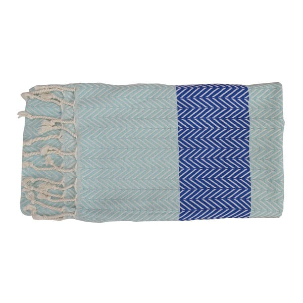 Svetlomodrá ručne tkaná osuška z prémiovej bavlny Damla, 100 × 180 cm