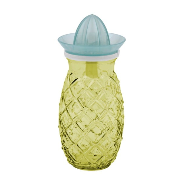Žltý pohár s odšťavovačom z recyklovaného skla Esschert Design Ananas, 0,7 l