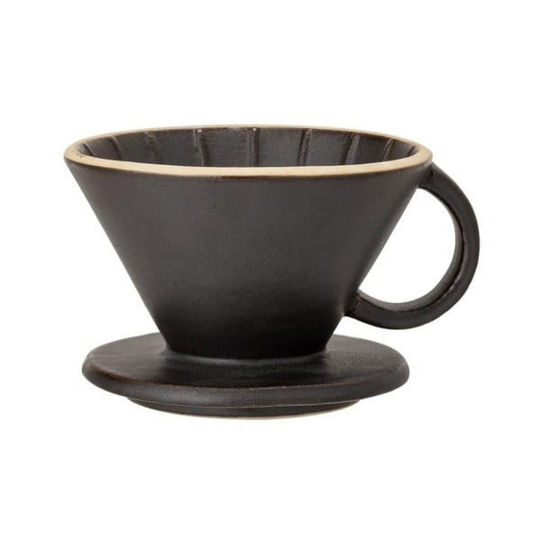Čierna kameninová šálka na prípravu filtrovanej kávy Bloomingville Leah, ø 11 cm