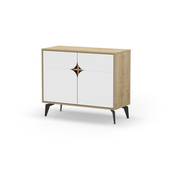 Skrinka v dekore duba v bielo-prírodnej farbe 95x79 cm Nola – Marckeric-image-2