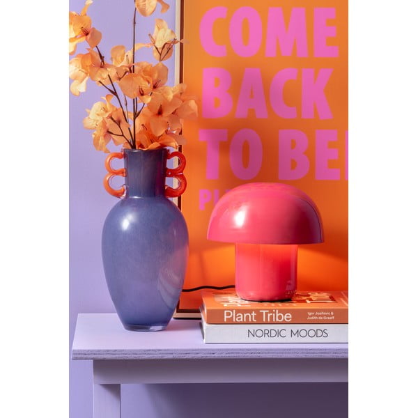 Ružová stolová lampa s kovovým tienidlom (výška 20 cm) Fat Mushroom – Leitmotiv-image-1