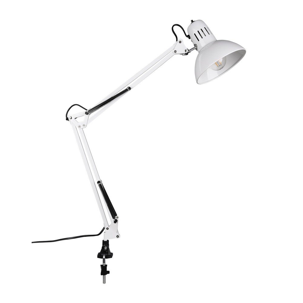 E-shop Biela stolová lampa s ohýbateľnou konštrukciou/s klipom (výška 73,5 cm) Tajo – Trio
