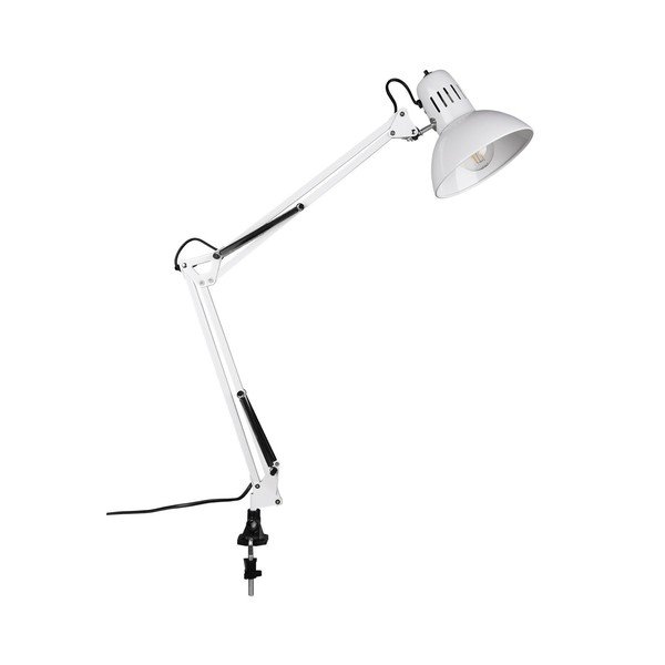 Biela stolová lampa s ohýbateľnou konštrukciou/s klipom (výška  73,5 cm) Tajo – Trio