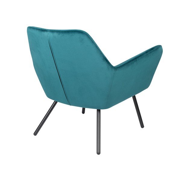 Tyrkysovomodré zamatové kreslo White Label Bon-image-4