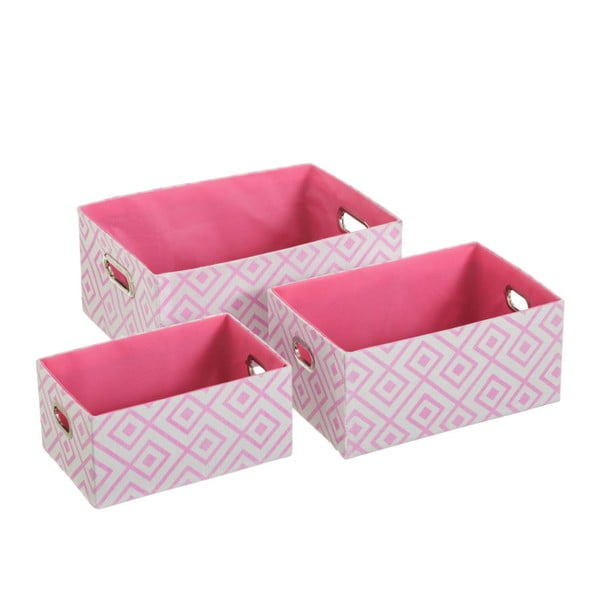 Sada 3 ružových úložných boxov Unimasa Paulovnia