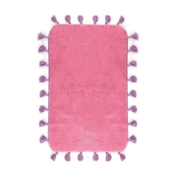 Ružová bavlnená kúpeľňová predložka Greg, 70 × 110 cm
