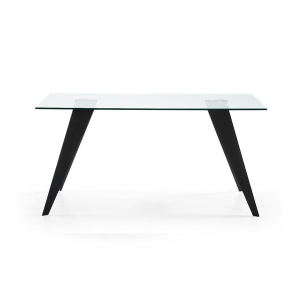 Sklenený stôl s čiernymi nohami La Forma Nack, 160 x 90 cm