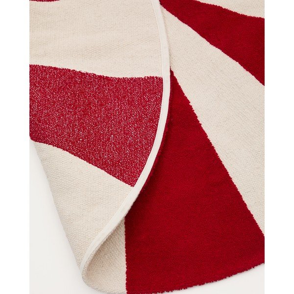 Červený/biely detský koberec s prímesou bavlny ø100 cm Wirla – Kave Home-image-4