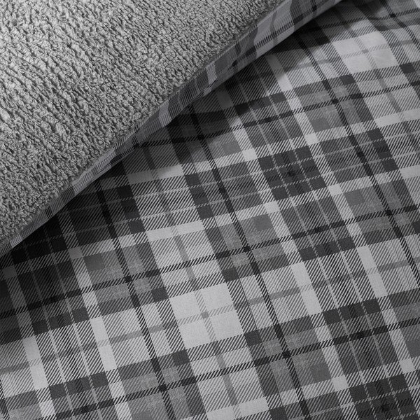 Sivé obliečky na jednolôžko s baránkom 135x200 cm Cosy Sherpa Check – Catherine Lansfield-image-4