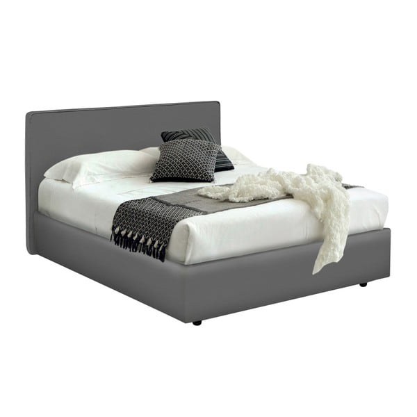 Sivá jednolôžková posteľ s úložným priestorom a poťahom z koženky 13Casa Ninfea, 120 x 190 cm