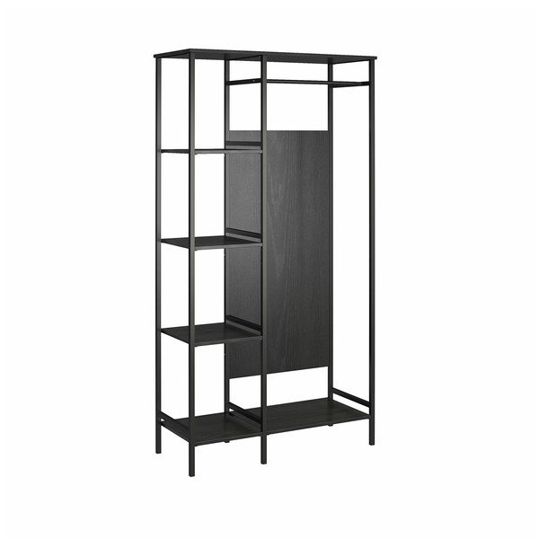 Čierna šatníková skriňa v dekore duba 95x180 cm Modine - Støraa-image-2