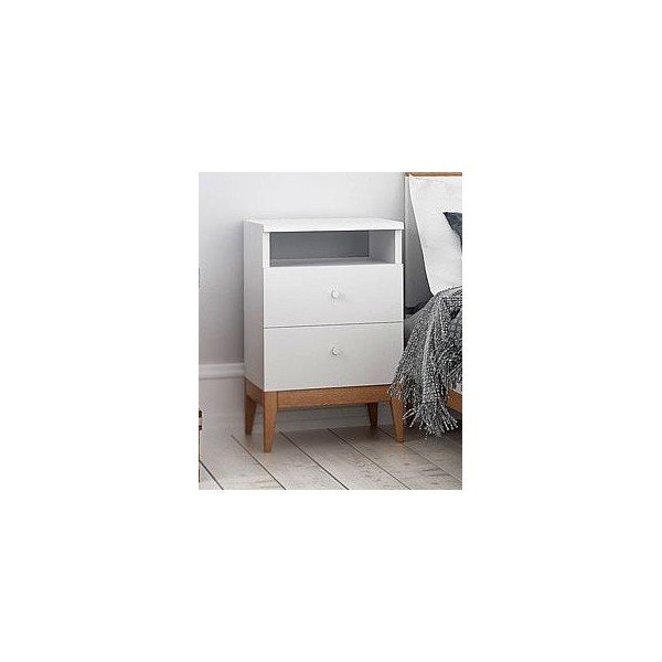 Biely nočný stolík z borovicového dreva s 2 zásuvkami Skandica Livia, výška 64 cm-image-1