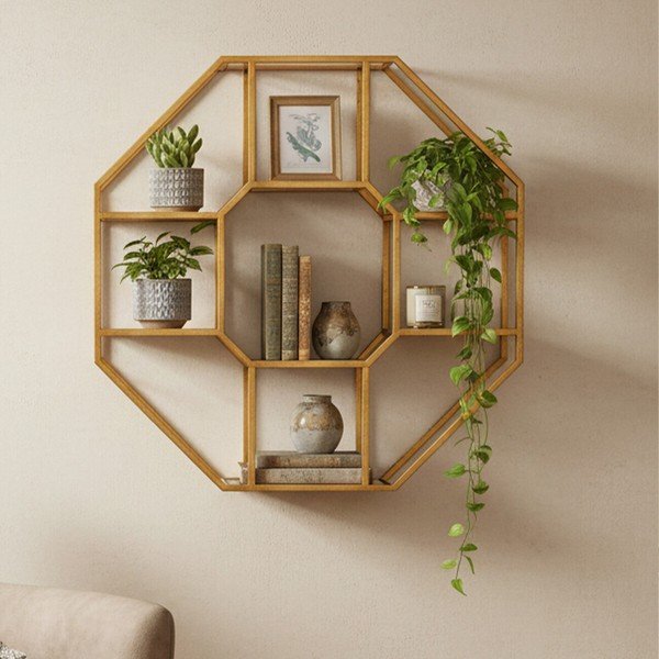 Poschodová kovová polica v prírodnej farbe 92 cm Zariah – Premier Housewares-image-2