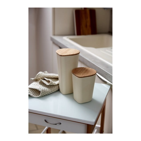 Béžový úložný box s bambusovým vekom Wenko Derry, 750 ml-image-2