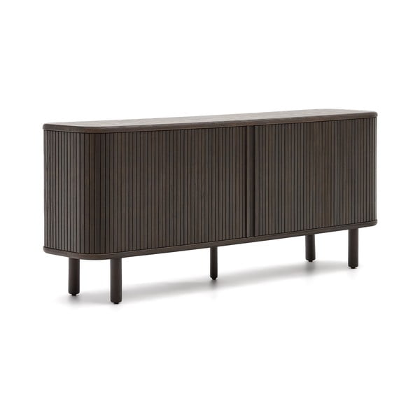 Tmavohnedá nízka komoda v dekore jaseňa s posuvnými dverami 180x75 cm Mailen – Kave Home-image-4