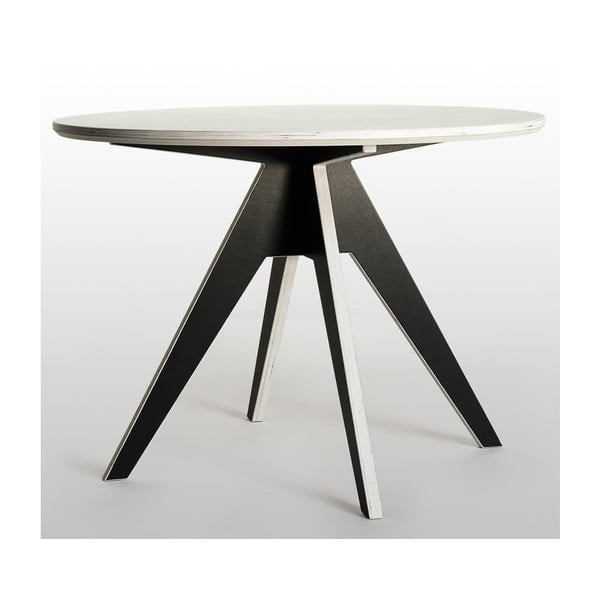 Jedálenský stôl s čiernou podnožou a bielou doskou Radis Edi, priemer 105 cm
