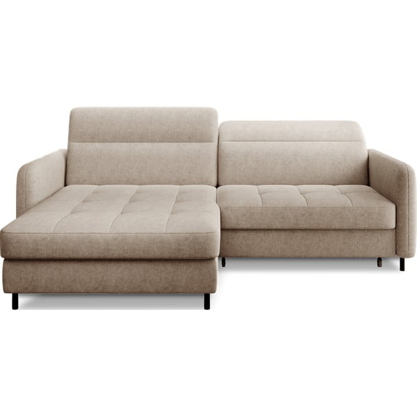 Béžová ženilková rozkladacia/s úložným priestorom rohová pohovka (ľavý roh/s leňoškou) Gomsi – ELTAP