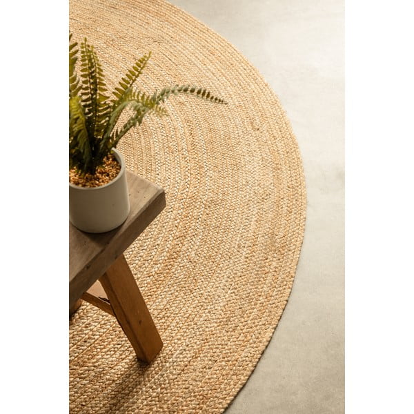 Obojstranný jutový okrúhly koberec v prírodnej farbe ø 100 cm Braided – Hanse Home-image-4