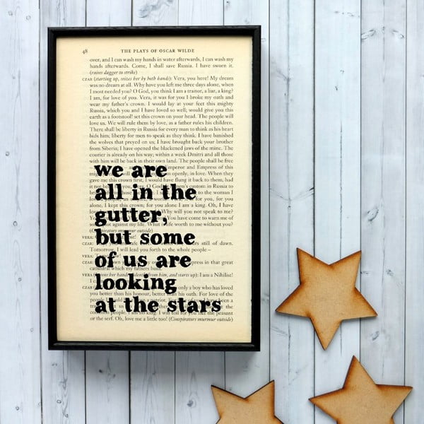 Plagát v drevenom ráme Oscar Wilde Stars