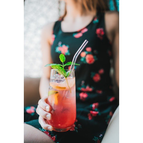 Súprava 6 ružových sklenených slamiek na pitie Vialli Design, dĺžka 23 cm-image-2