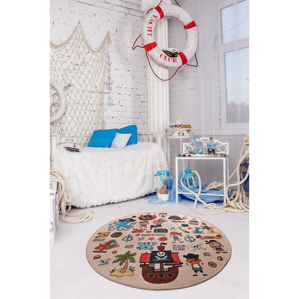 Detský protišmykový koberec Chilam Pirate, ø 140 cm-image-1