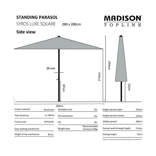 Zelený slnečník 280x280 cm Syros - Madison-image-1