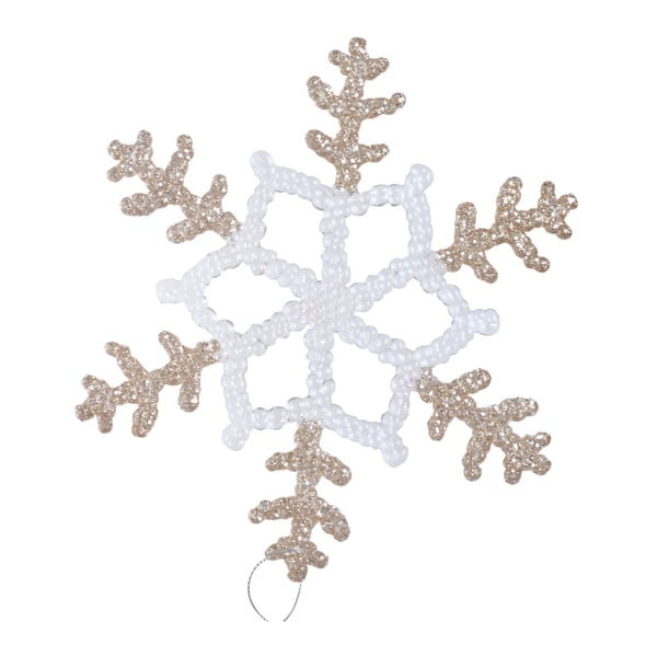 Závesná dekorácia v bielej a béžovozlatej farbe Ewax Snowflake, ⌀ 30 cm
