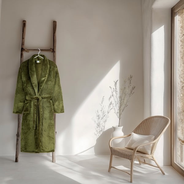 Zelený župan z mikroplyšu veľkosť XL/XXL Polyvelvet – Good Morning-image-1