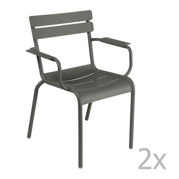 Sada 2 sivých stoličiek s opierkami na ruky Fermob Luxembourg