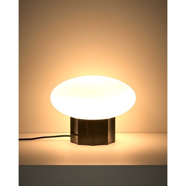 Biela/čierna kovová stolová lampa so skleneným tienidlom (výška  20 cm) Idela – Kave Home-image-1