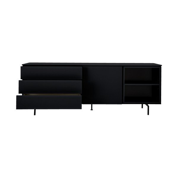 Čierna nízka komoda 210x76 cm Plain – Tenzo-image-1