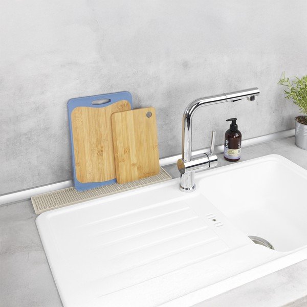 Béžová plastová odkvapkávacia podložka na riad 42x8 cm Slim – Wenko-image-1