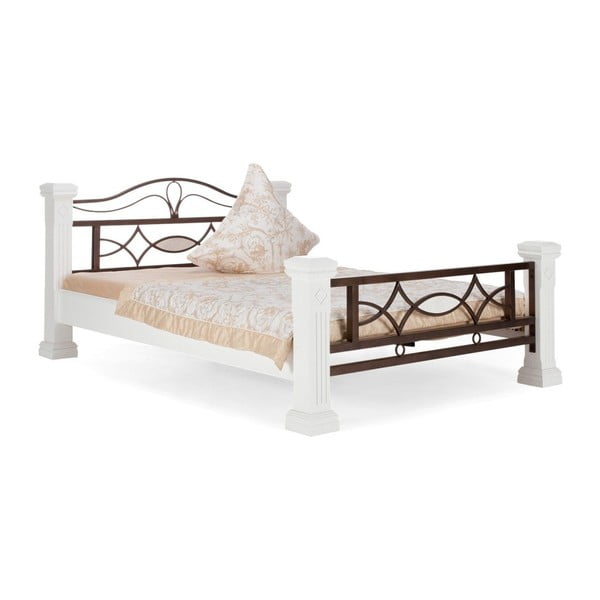 Biela posteľ z dreva z kaučukovníka SOB Constantin, 180 x 200 cm
