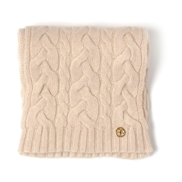 Béžový pletený kašmírový šál Bel cashmere Brad, 180 x 30 cm