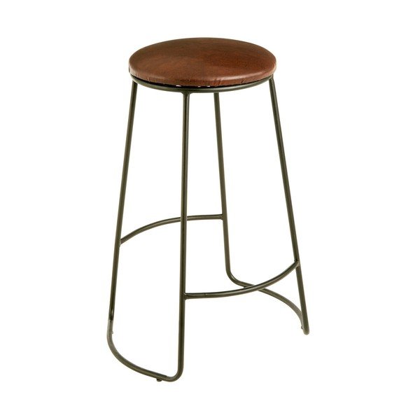 Čierna/hnedá čalúnená barová stolička (výška sedadla 64 cm) Brixton – Premier Housewares