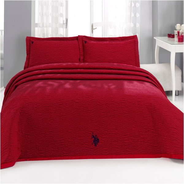 Sada prikrývky cez posteľ a vankúša U.S. Polo Assn. Melcroft Red, 180x260 cm