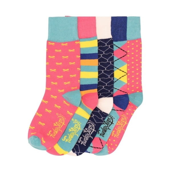 Sada 5 párov farebných ponožiek Funky Steps Color Mist, veľ. 35-39