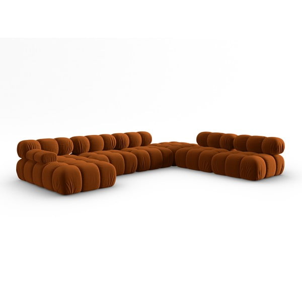 Oranžová zamatová pohovka 379 cm Bellis – Micadoni Home-image-3