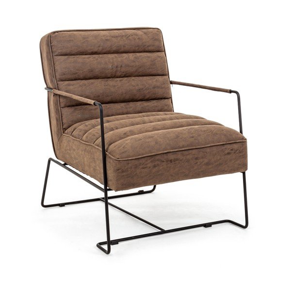 Hnedé kreslo z imitácie kože Brianna – Bizzotto