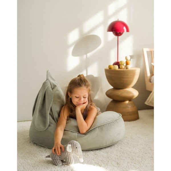 Zamatový detský sedací vak v mentolovej farbe Bunny – Wigiwama-image-3