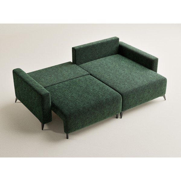 Tmavozelená ženilková rozkladacia/s úložným priestorom rohová pohovka (pravý roh/s leňoškou) Leon – Maison de Rêve-image-3