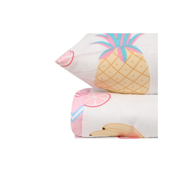 Bielo-ružové detské obliečky na jednolôžko 140x200 cm Kokteyl – Mijolnir-image-2