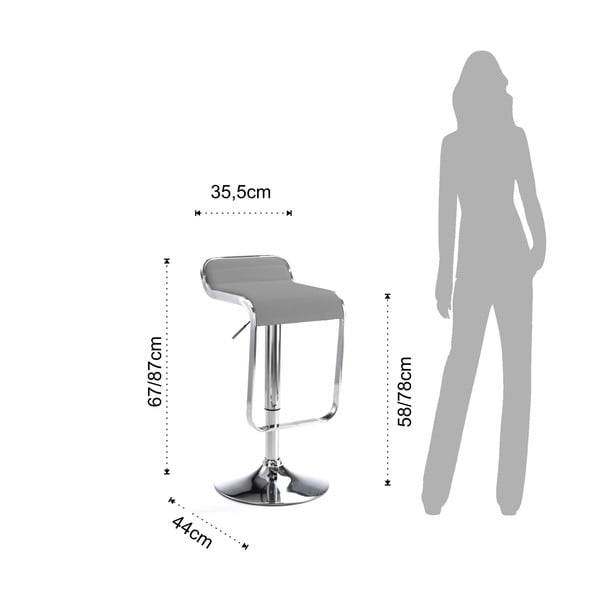 Sivá čalúnená barová stolička s nastaviteľnou výškou (výška sedadla 58 cm) Snappy – Tomasucci-image-4