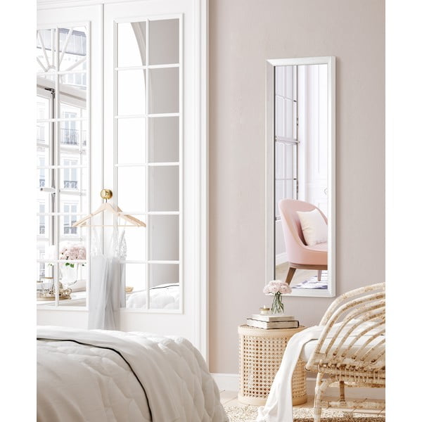 Nástenné orámované zrkadlo v dekore bieleho dreva Styler Paris, 47 x 147 cm-image-1