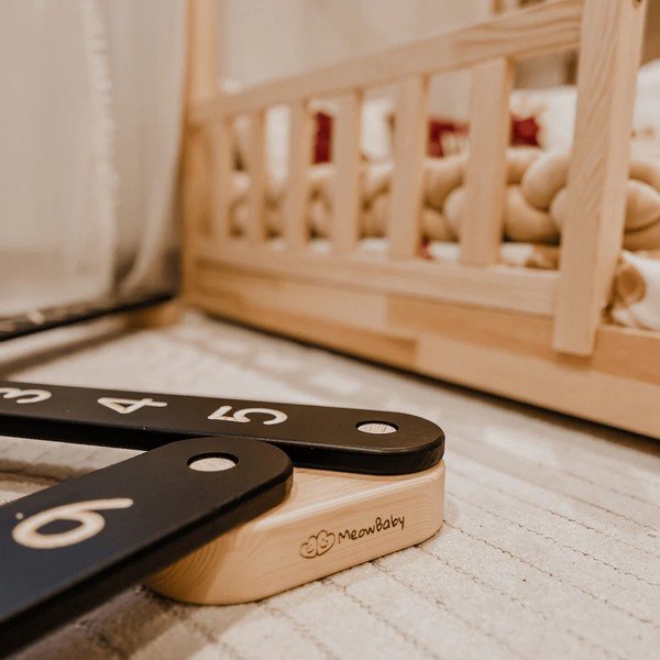 Čierna senzorická dráha z borovicového dreva 10x408x5 cm Montessori – Meowbaby-image-1